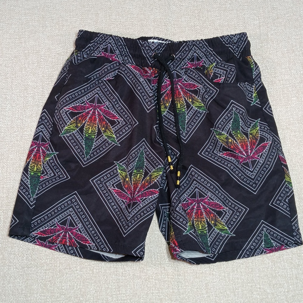 Fresh Prince Bel Air Weed Leaf Swim Trunks Mens S Bandana Board Shorts Stoner